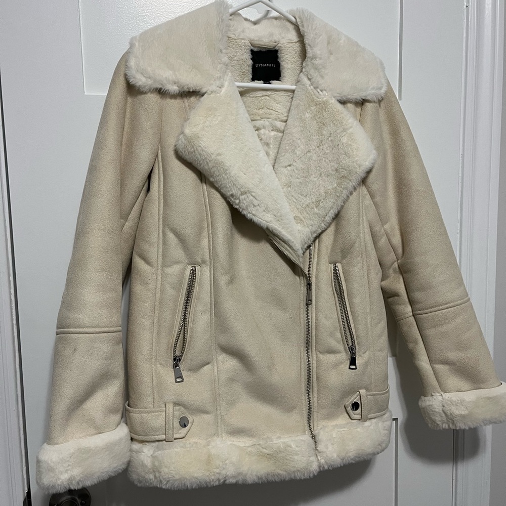 Faux suede aviator double coat
